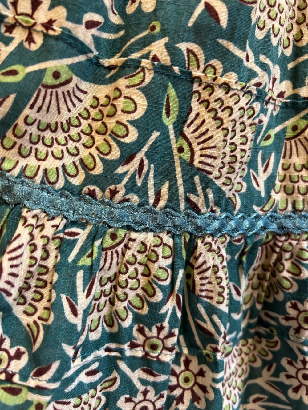 FREE PEOPLE Green Floral Halter Midi Cotton Dress with White Eyelet Trim - Picture 7 of 13